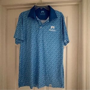 Butcher Golf Blue Ditsy Abstract Golf Polo Shirt - Size M logo Parady